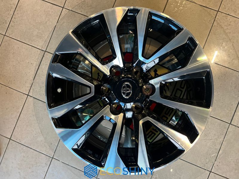 Литі диски Toyota R18 6x139.7 (8.0J) &mdash; 6 V-подібних спиць, чорний з проточкою 887F(R18) фото